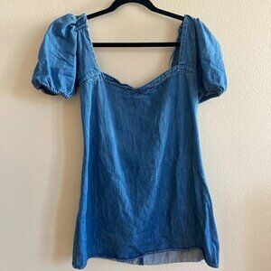 Zara denim mini dress with embroidery